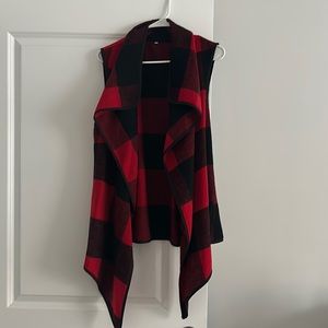 Women’s Sleeveless Cardigan Coat Lapel Open Front Plaid Vest Women Coat